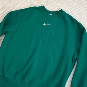 Nike Phoenix Emerald Green Crewneck Sweatshirt Embroidered White Nike Swoosh